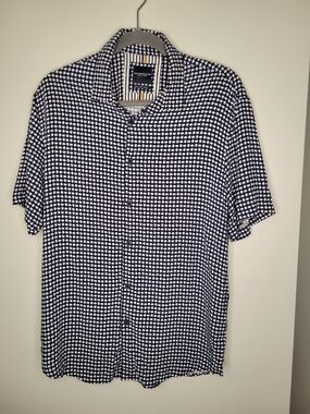 Denim & Flower Ricky Singh Navy Dot Print Camp Shirt Men's Medium